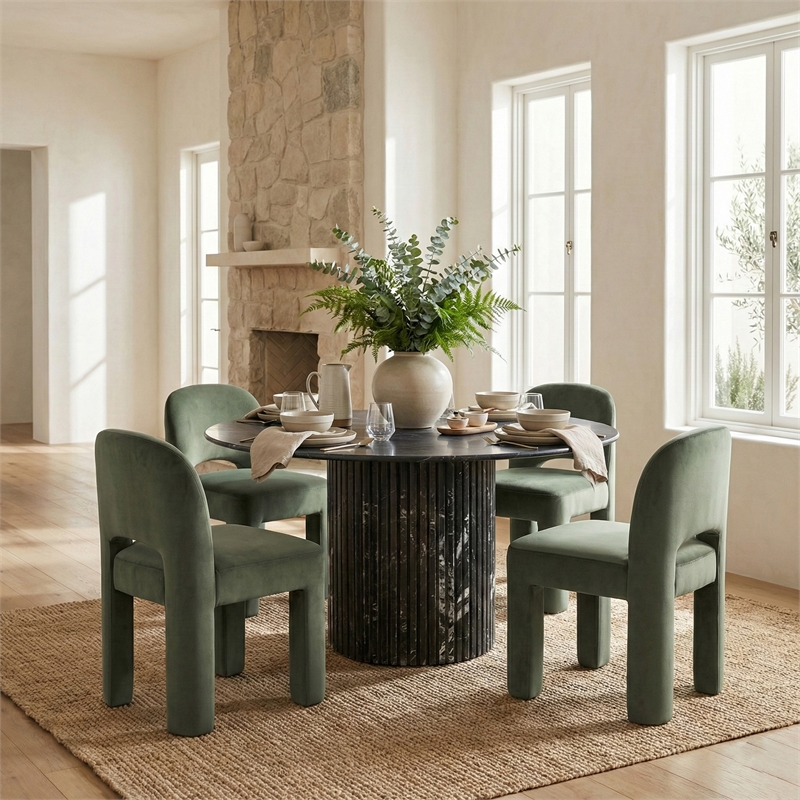 Meridian Furniture Celine Green Velvet Upholstered Dining Chair (Set of 2)