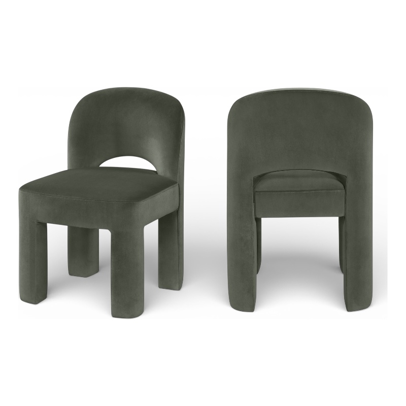 Meridian Furniture Celine Green Velvet Upholstered Dining Chair (Set of 2)