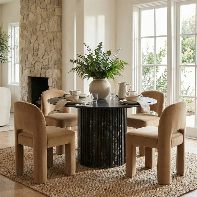 Meridian Furniture Celine Saddle Velvet Upholstered Dining Chair (Set of 2)