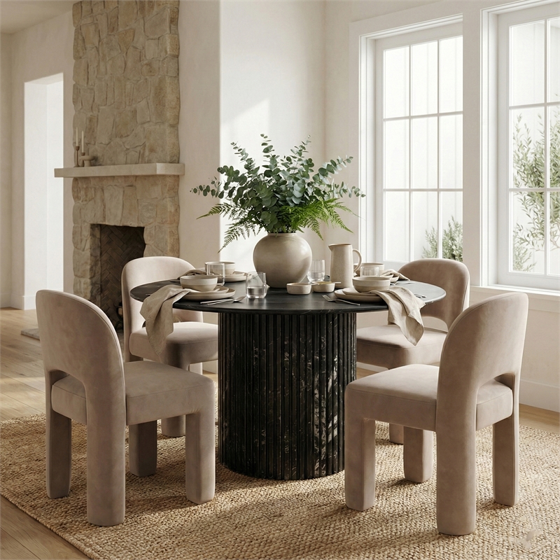 Meridian Furniture Celine Taupe Velvet Upholstered Dining Chair (Set of 2)