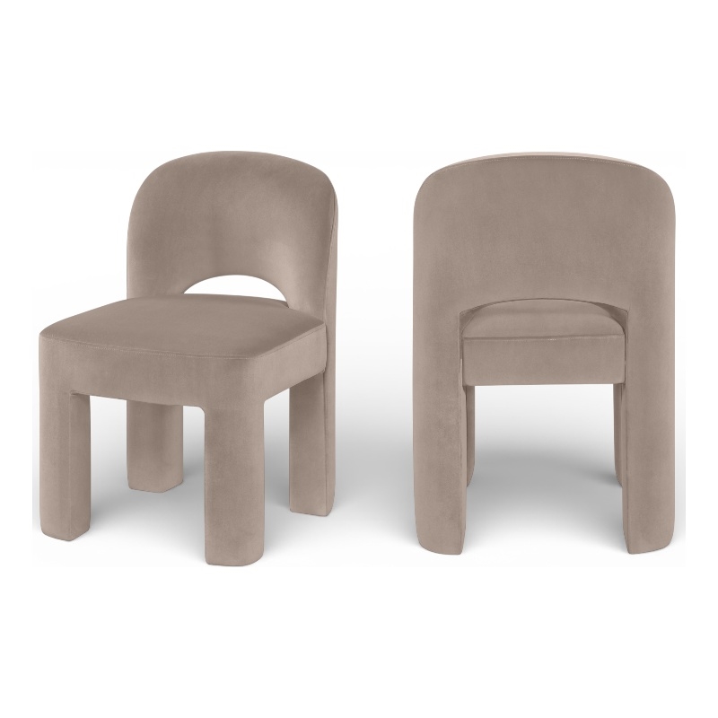 Meridian Furniture Celine Taupe Velvet Upholstered Dining Chair (Set of 2)