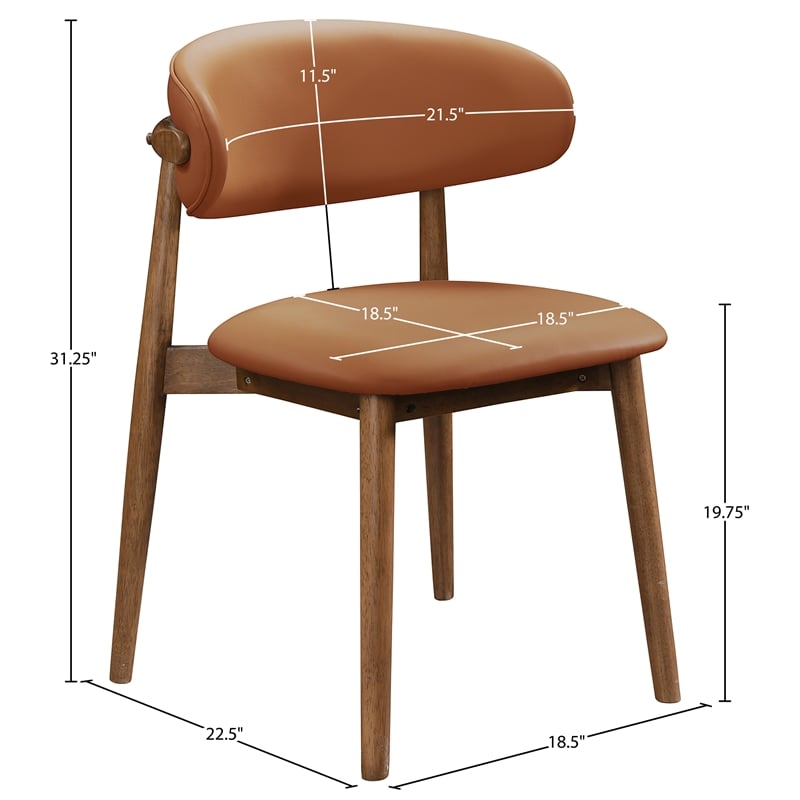 Meridian Furniture Leesa Cognac Vegan Leather Dining Chair (Set of 2)