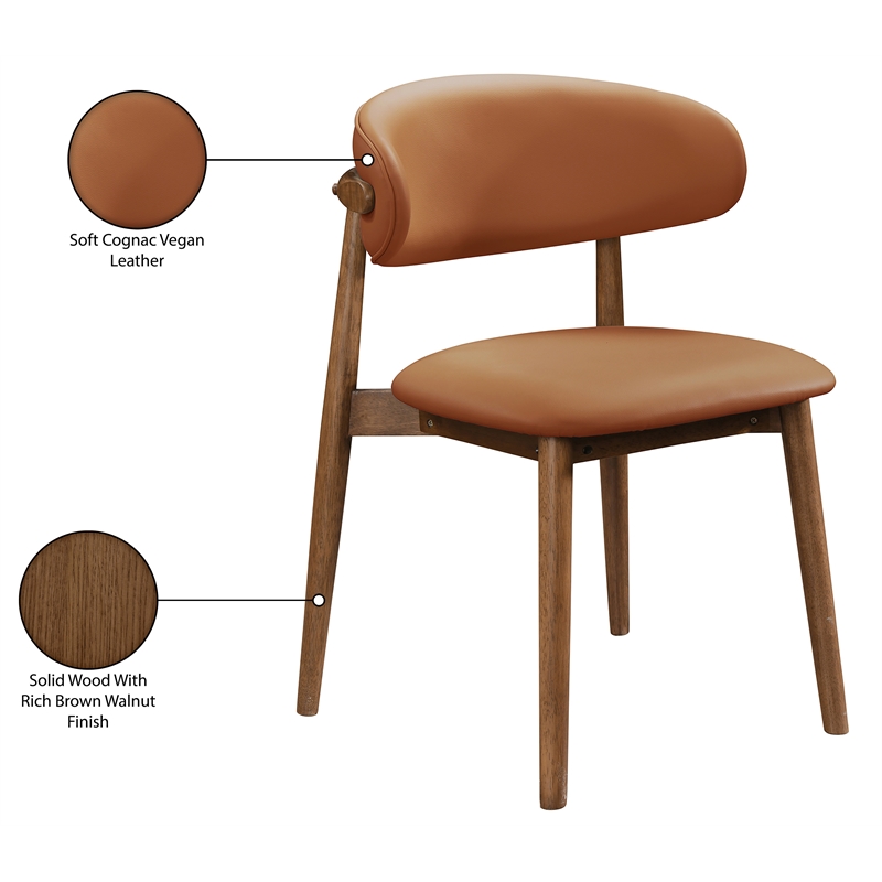 Meridian Furniture Leesa Cognac Vegan Leather Dining Chair (Set of 2)