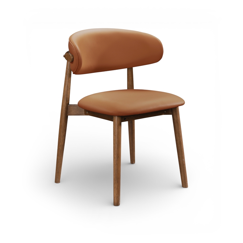 Meridian Furniture Leesa Cognac Vegan Leather Dining Chair (Set of 2)