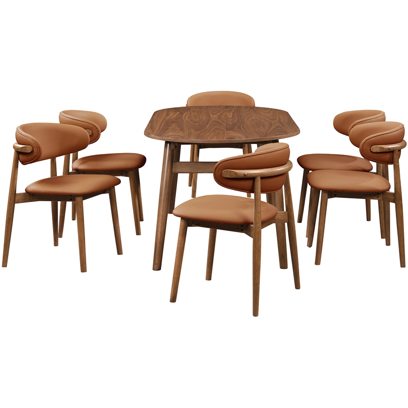 Meridian Furniture Leesa Cognac Vegan Leather Dining Chair (Set of 2)