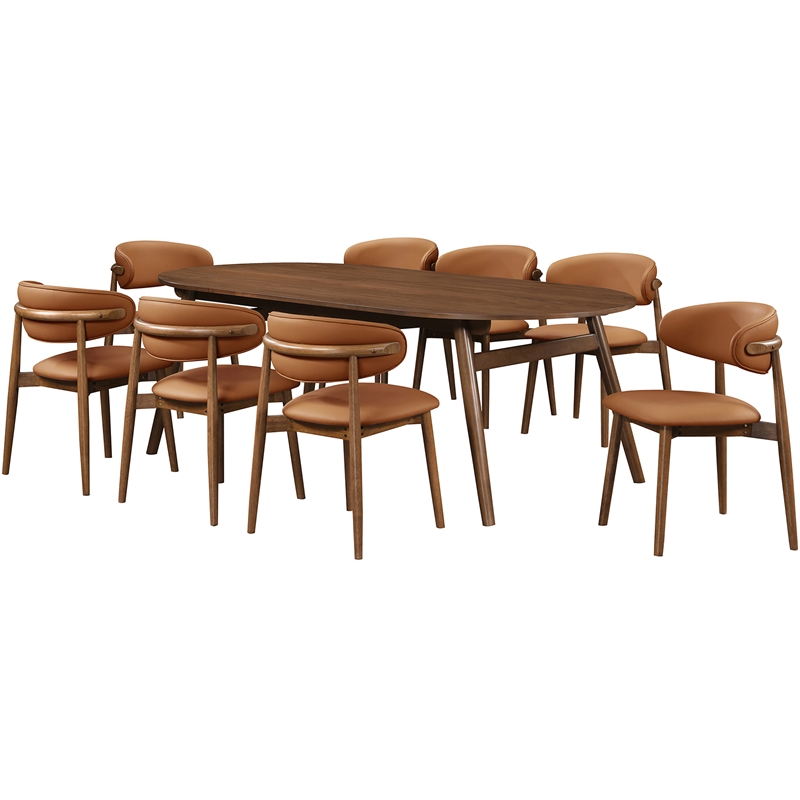 Meridian Furniture Leesa Cognac Vegan Leather Dining Chair (Set of 2)