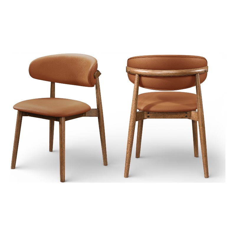 Meridian Furniture Leesa Cognac Vegan Leather Dining Chair (Set of 2)