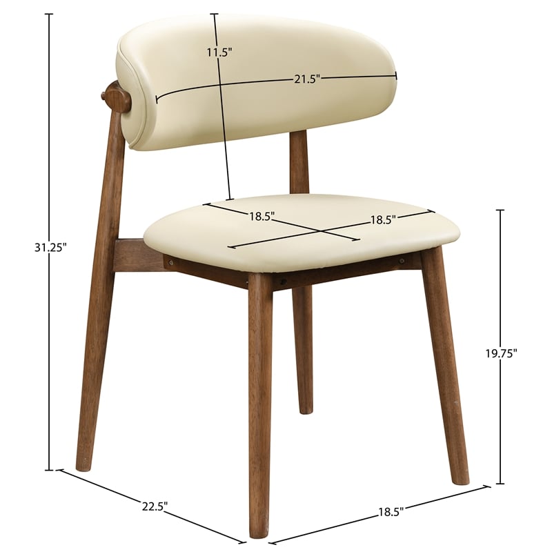 Meridian Furniture Leesa Cream Vegan Leather Upholstered Dining Chair (Set of 2)