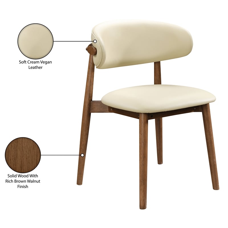 Meridian Furniture Leesa Cream Vegan Leather Upholstered Dining Chair (Set of 2)