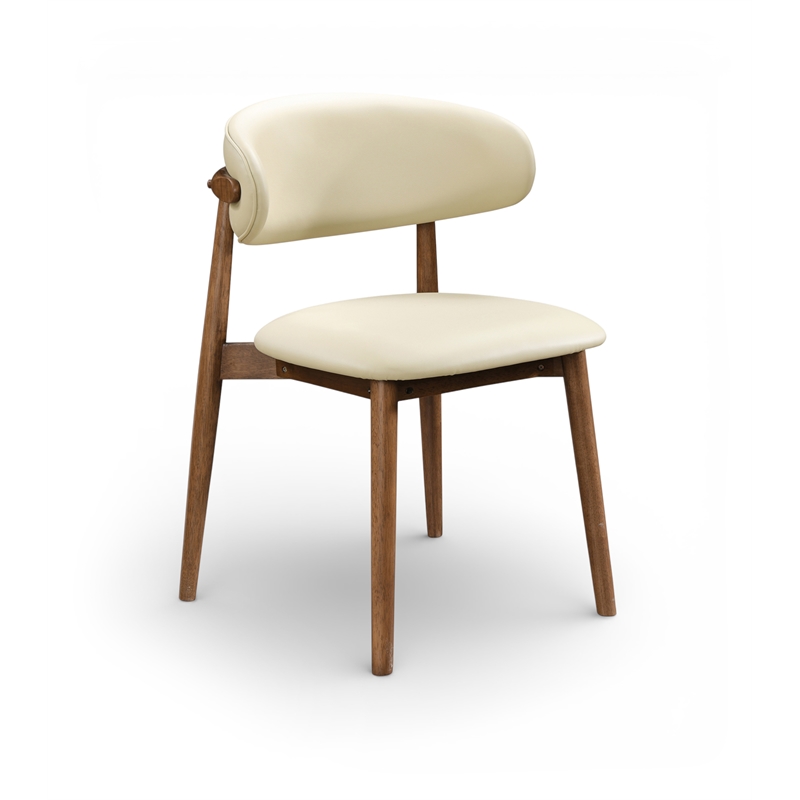 Meridian Furniture Leesa Cream Vegan Leather Upholstered Dining Chair (Set of 2)