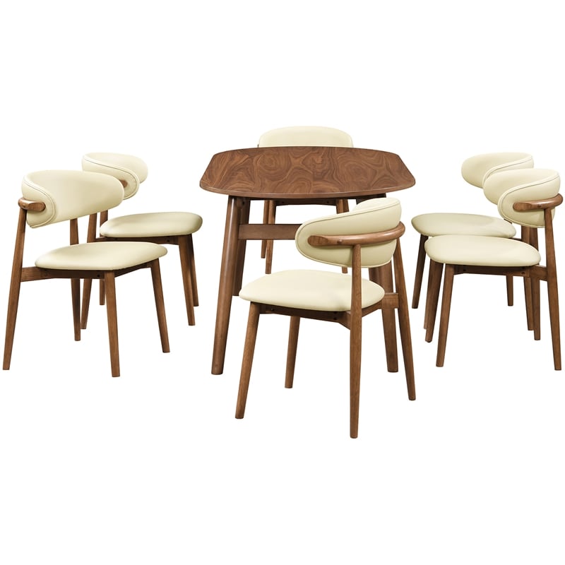 Meridian Furniture Leesa Cream Vegan Leather Upholstered Dining Chair (Set of 2)