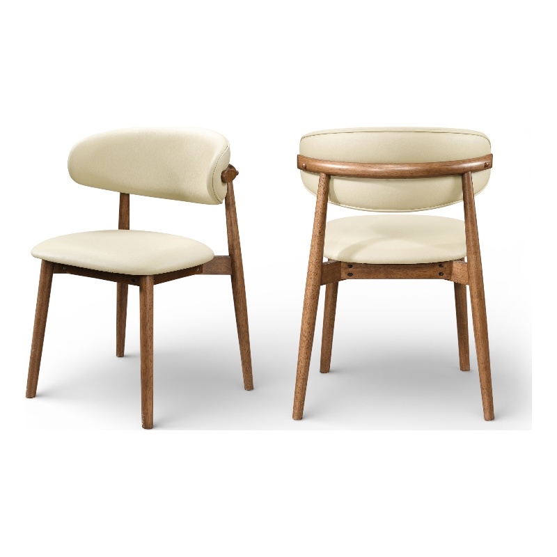 Meridian Furniture Leesa Cream Vegan Leather Upholstered Dining Chair (Set of 2)