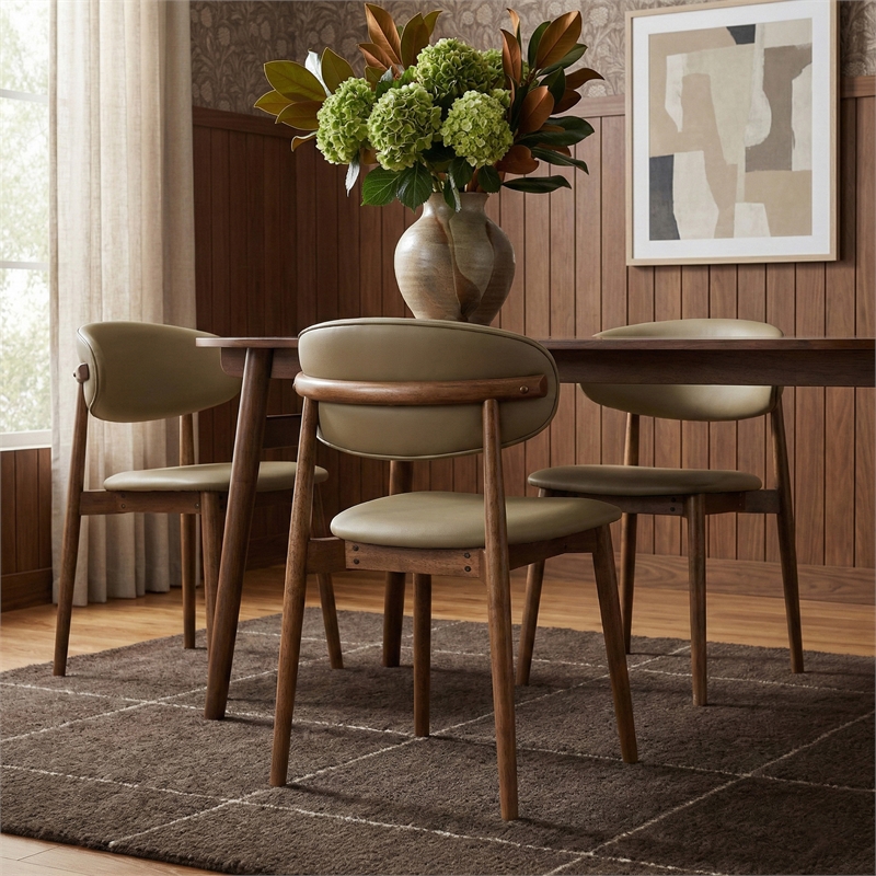 Meridian Furniture Leesa Khaki Vegan Leather Upholstered Dining Chair (Set of 2)