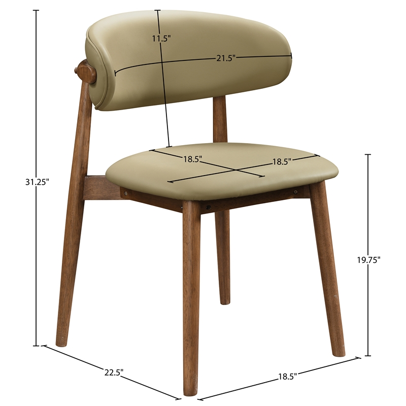 Meridian Furniture Leesa Khaki Vegan Leather Upholstered Dining Chair (Set of 2)