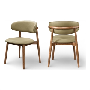 Meridian Furniture Leesa Khaki Vegan Leather Upholstered Dining Chair (Set of 2)