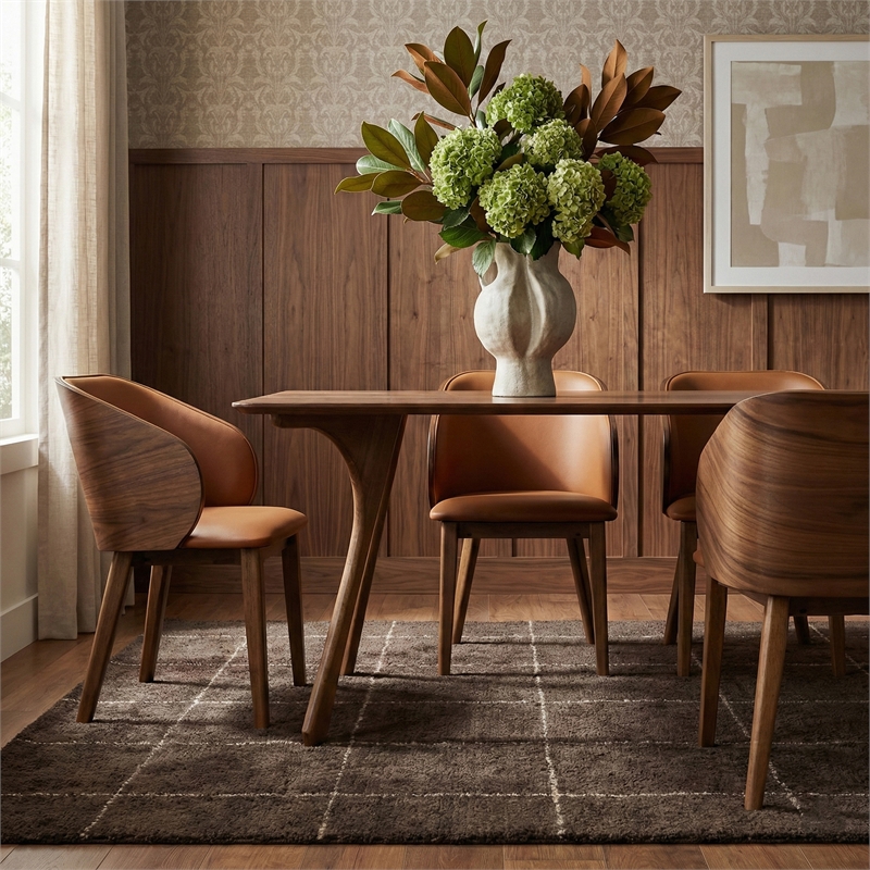 Meridian Furniture Glenwood Cognac Vegan Leather Dining Chair (Set of 2)