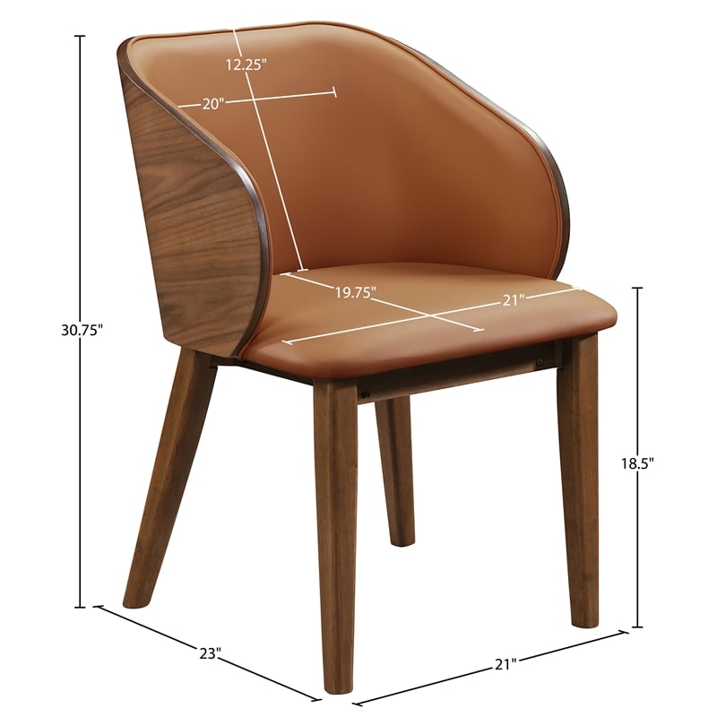 Meridian Furniture Glenwood Cognac Vegan Leather Dining Chair (Set of 2)