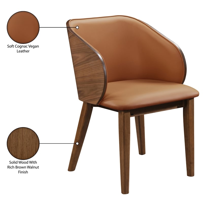 Meridian Furniture Glenwood Cognac Vegan Leather Dining Chair (Set of 2)