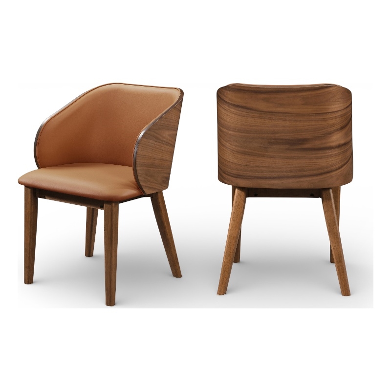 Meridian Furniture Glenwood Cognac Vegan Leather Dining Chair (Set of 2)