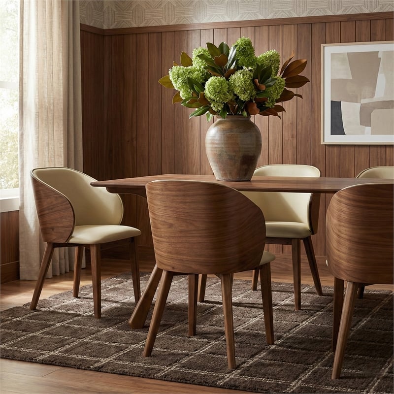 Meridian Furniture Glenwood Cream Vegan Leather Dining Chair (Set of 2)