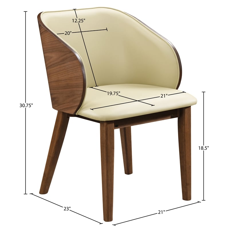 Meridian Furniture Glenwood Cream Vegan Leather Dining Chair (Set of 2)