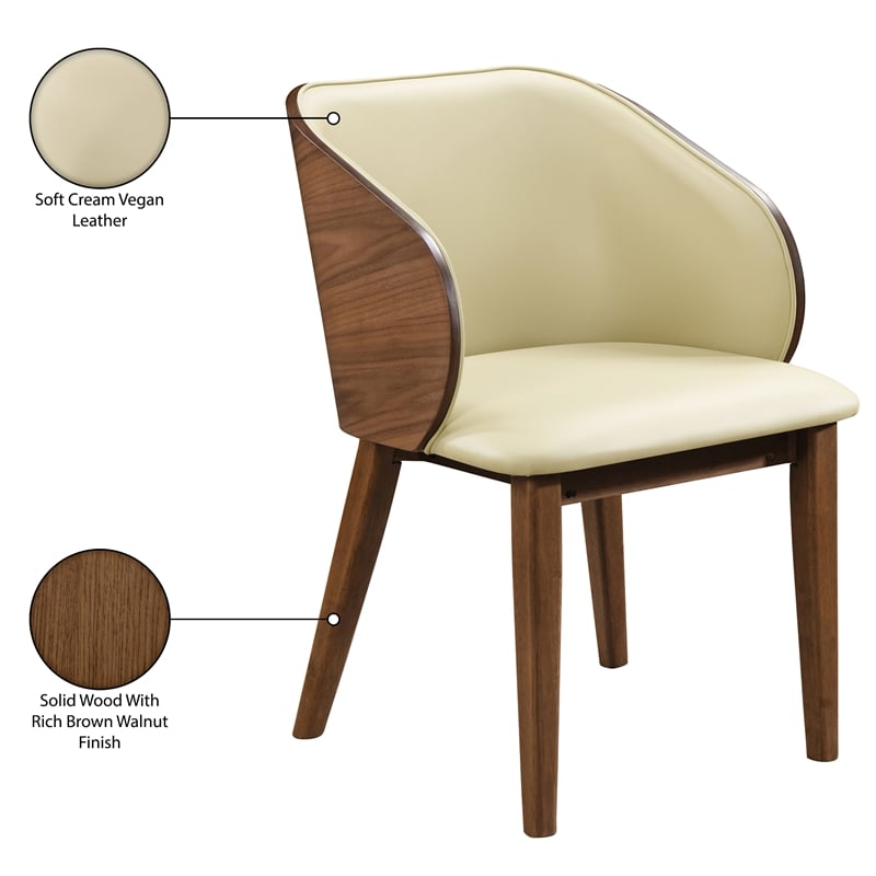 Meridian Furniture Glenwood Cream Vegan Leather Dining Chair (Set of 2)