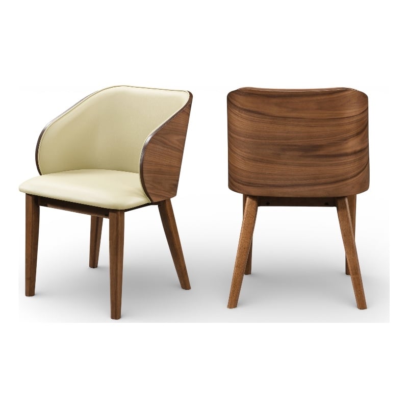 Meridian Furniture Glenwood Cream Vegan Leather Dining Chair (Set of 2)