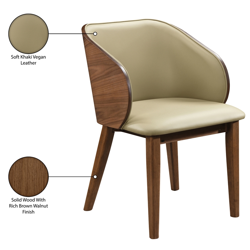 Meridian Furniture Glenwood Khaki Vegan Leather Dining Chair (Set of 2)