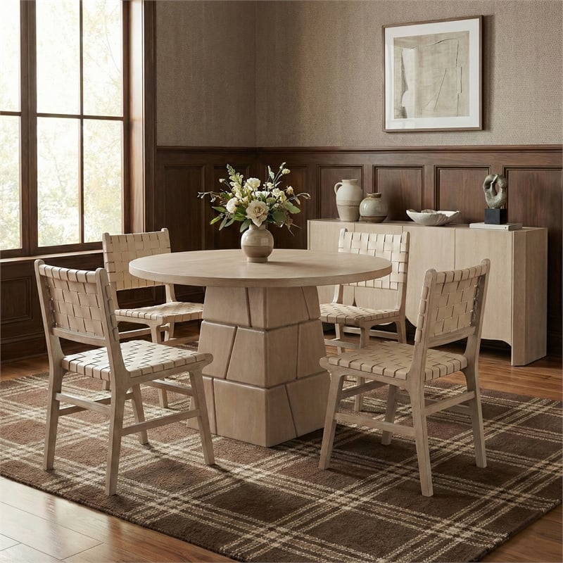 Meridian Furniture Entwine Beige Vegan Leather Upholstered Dining Chair