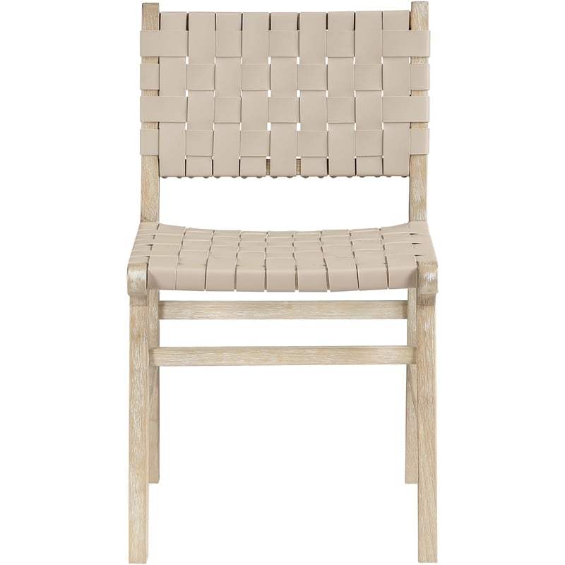 Meridian Furniture Entwine Beige Vegan Leather Upholstered Dining Chair