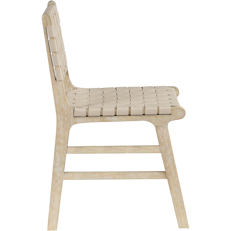 Meridian Furniture Entwine Beige Vegan Leather Upholstered Dining Chair