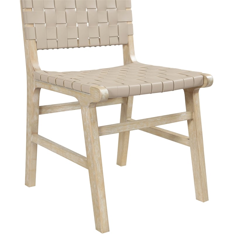 Meridian Furniture Entwine Beige Vegan Leather Upholstered Dining Chair