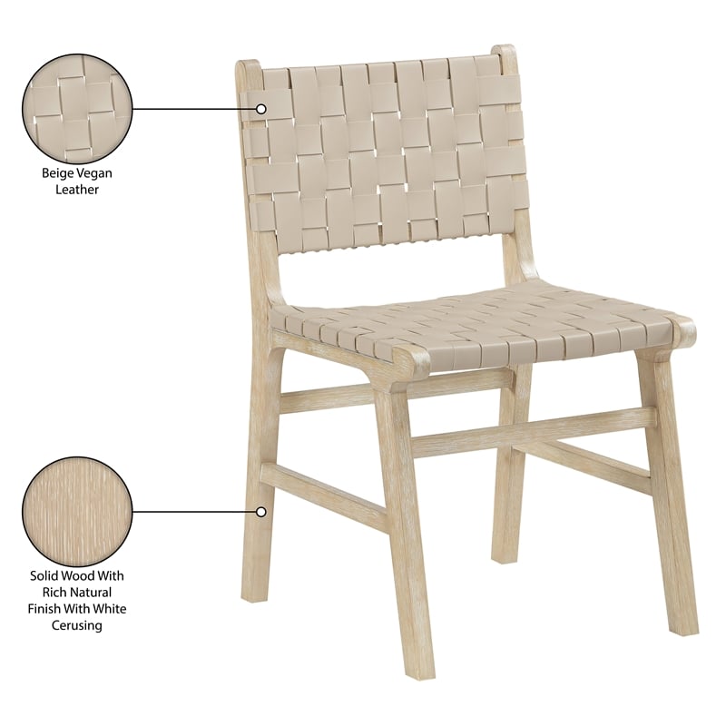 Meridian Furniture Entwine Beige Vegan Leather Upholstered Dining Chair