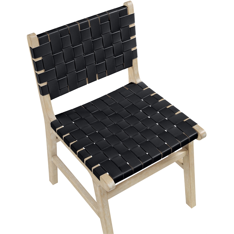 Meridian Furniture Entwine Black Vegan Leather Upholstered Dining Chair
