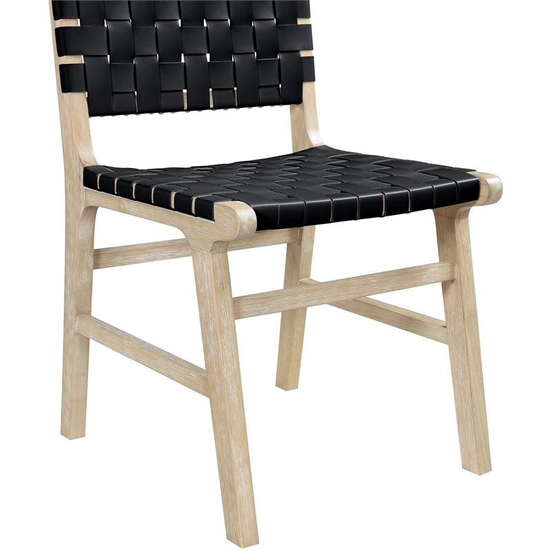 Meridian Furniture Entwine Black Vegan Leather Upholstered Dining Chair