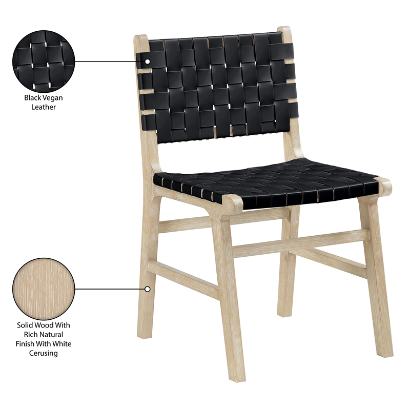Meridian Furniture Entwine Black Vegan Leather Upholstered Dining Chair