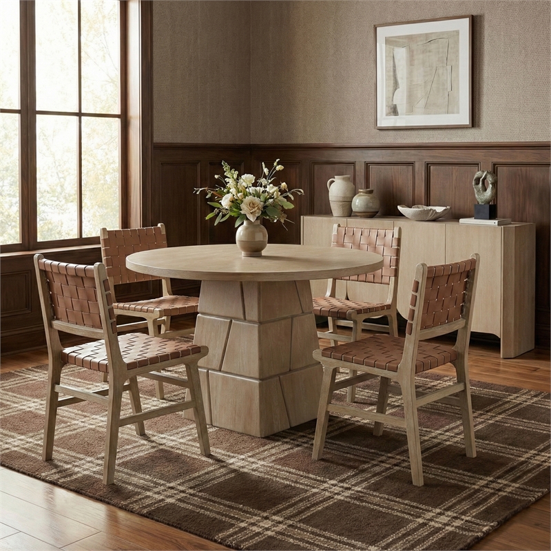 Meridian Furniture Entwine Brown Vegan Leather Upholstered Dining Chair