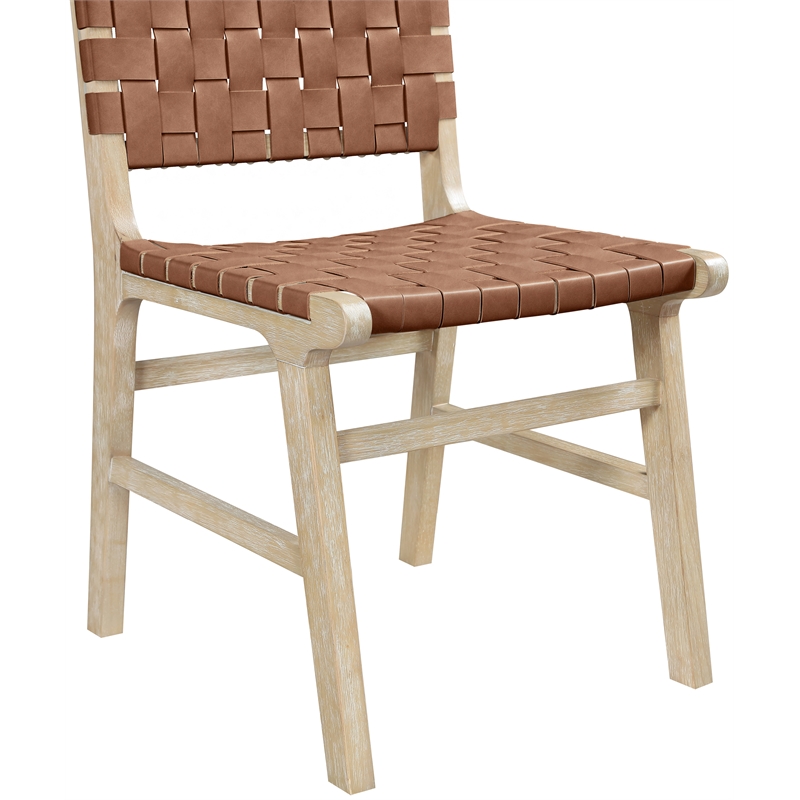 Meridian Furniture Entwine Brown Vegan Leather Upholstered Dining Chair