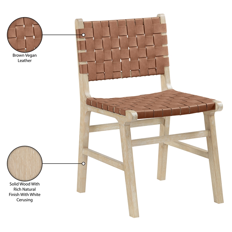 Meridian Furniture Entwine Brown Vegan Leather Upholstered Dining Chair