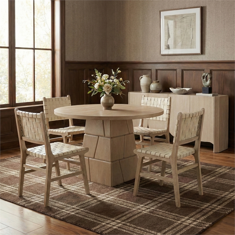Meridian Furniture Entwine Cream Vegan Leather Upholstered Dining Chair