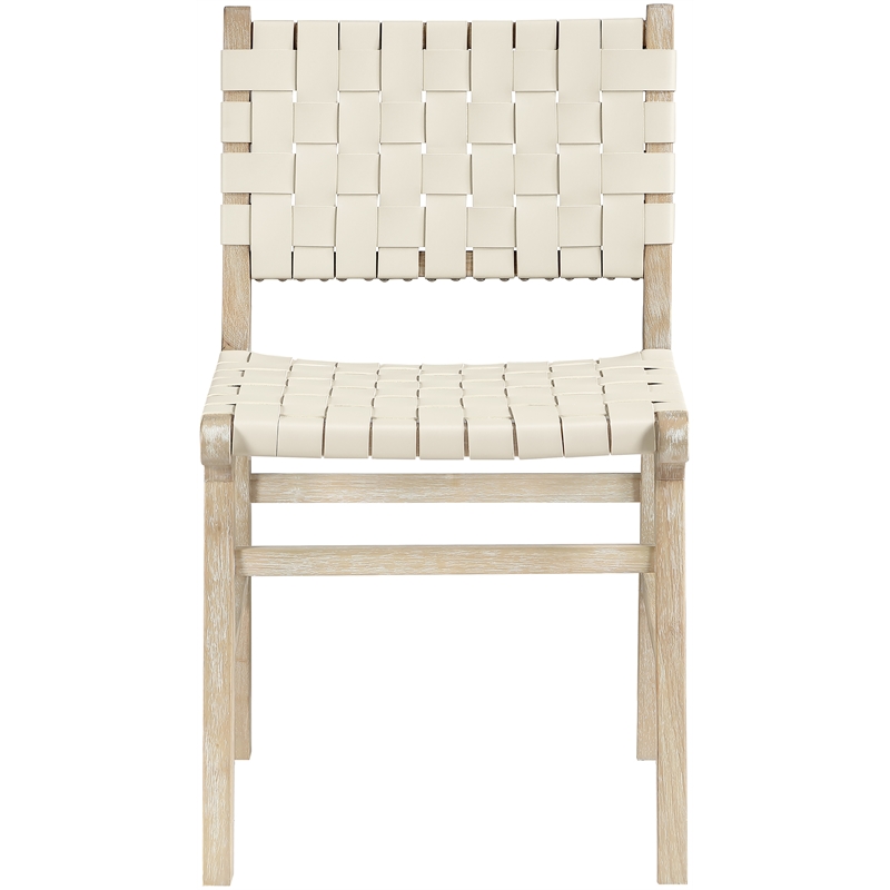 Meridian Furniture Entwine Cream Vegan Leather Upholstered Dining Chair