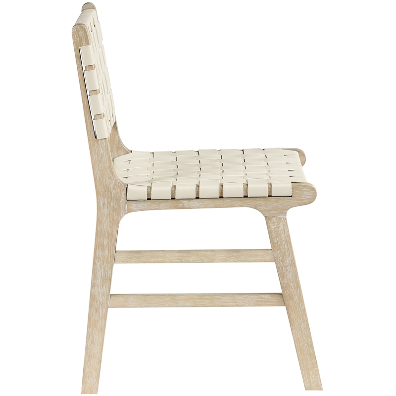 Meridian Furniture Entwine Cream Vegan Leather Upholstered Dining Chair