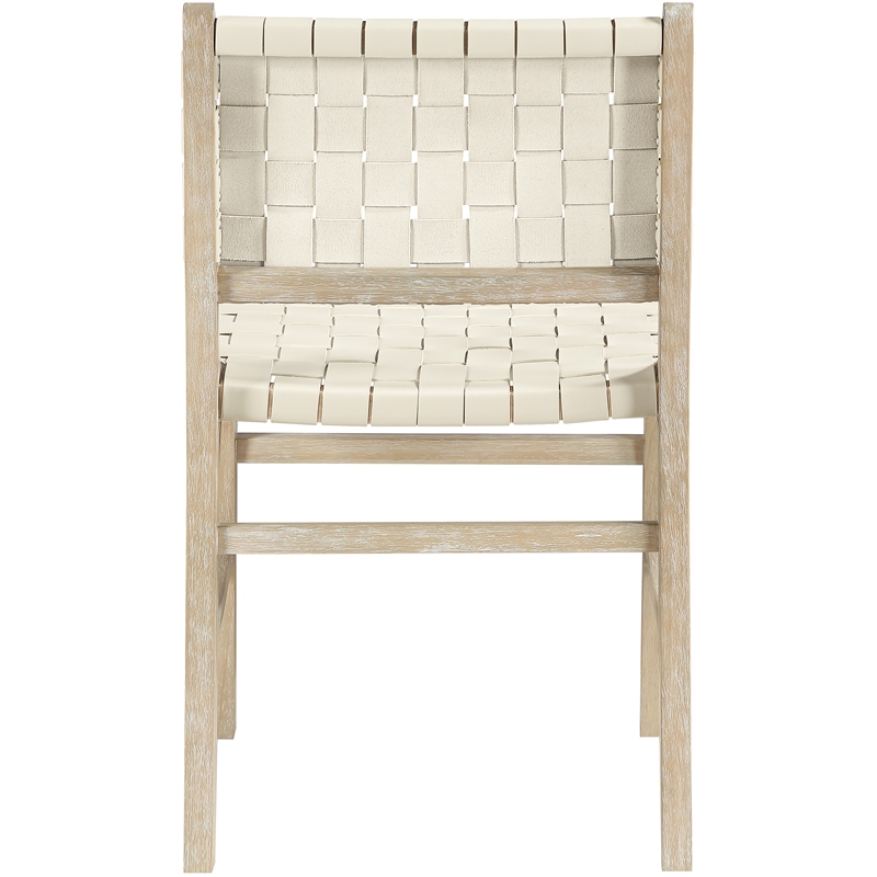 Meridian Furniture Entwine Cream Vegan Leather Upholstered Dining Chair