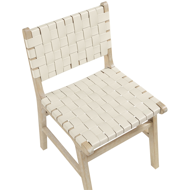 Meridian Furniture Entwine Cream Vegan Leather Upholstered Dining Chair