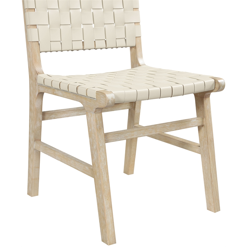 Meridian Furniture Entwine Cream Vegan Leather Upholstered Dining Chair