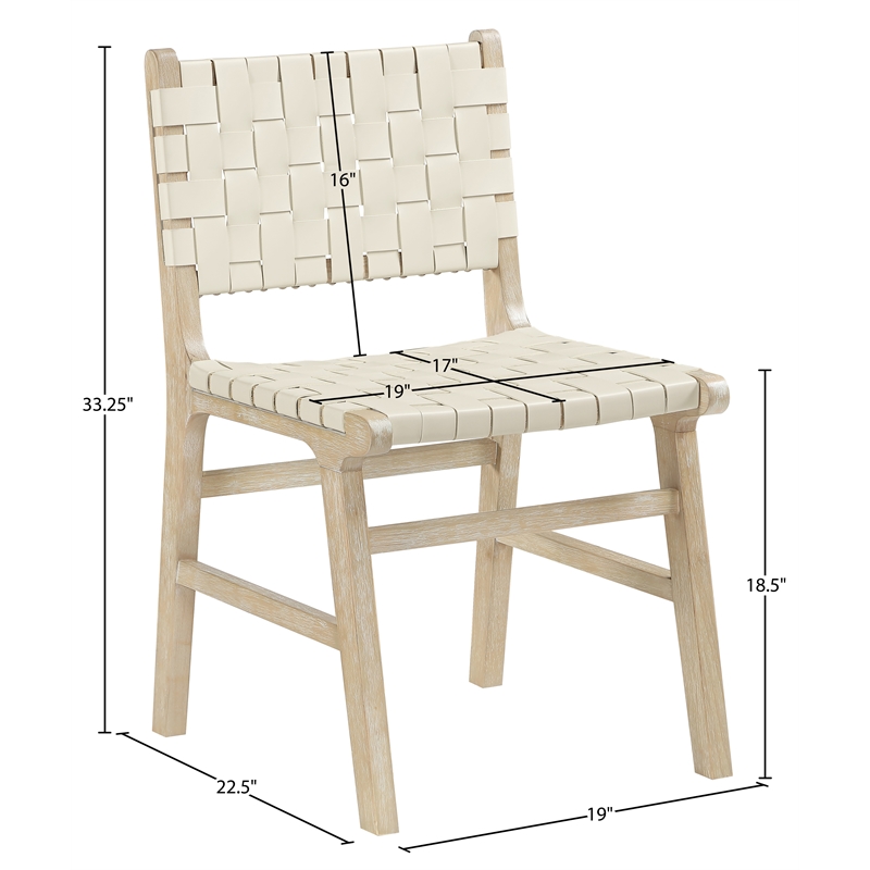 Meridian Furniture Entwine Cream Vegan Leather Upholstered Dining Chair