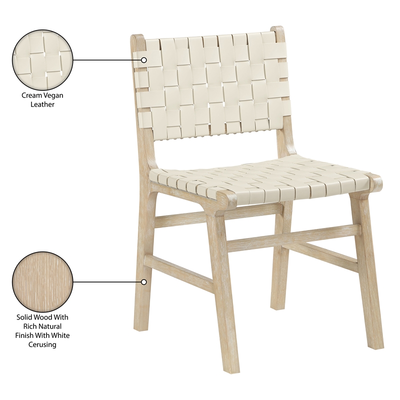 Meridian Furniture Entwine Cream Vegan Leather Upholstered Dining Chair