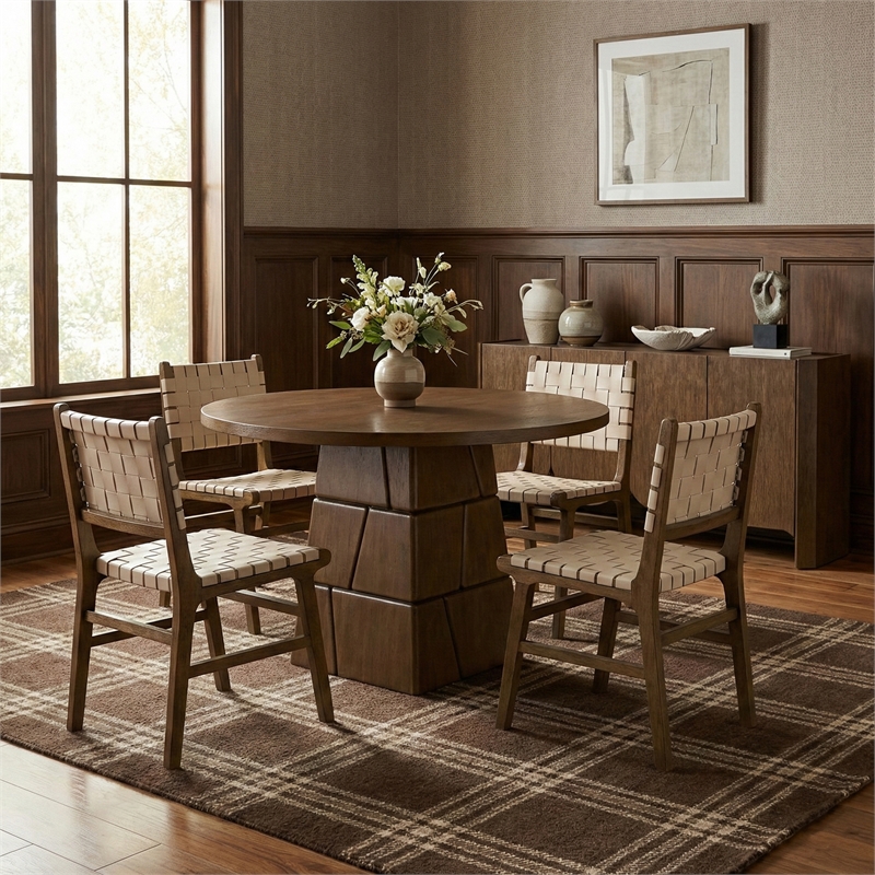 Meridian Furniture Entwine Beige Vegan Leather Upholstered Dining Chair