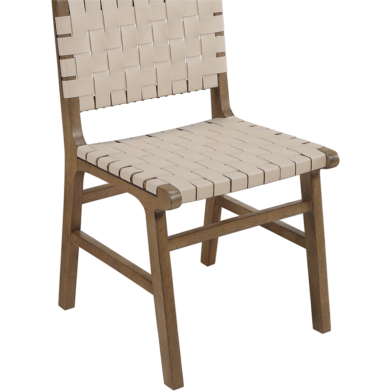 Meridian Furniture Entwine Beige Vegan Leather Upholstered Dining Chair