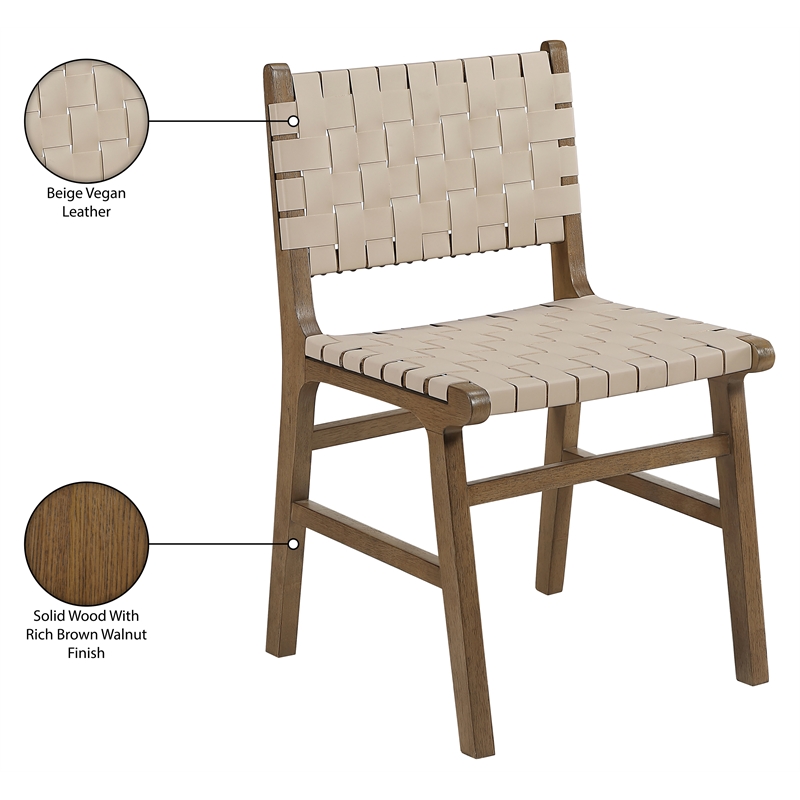 Meridian Furniture Entwine Beige Vegan Leather Upholstered Dining Chair